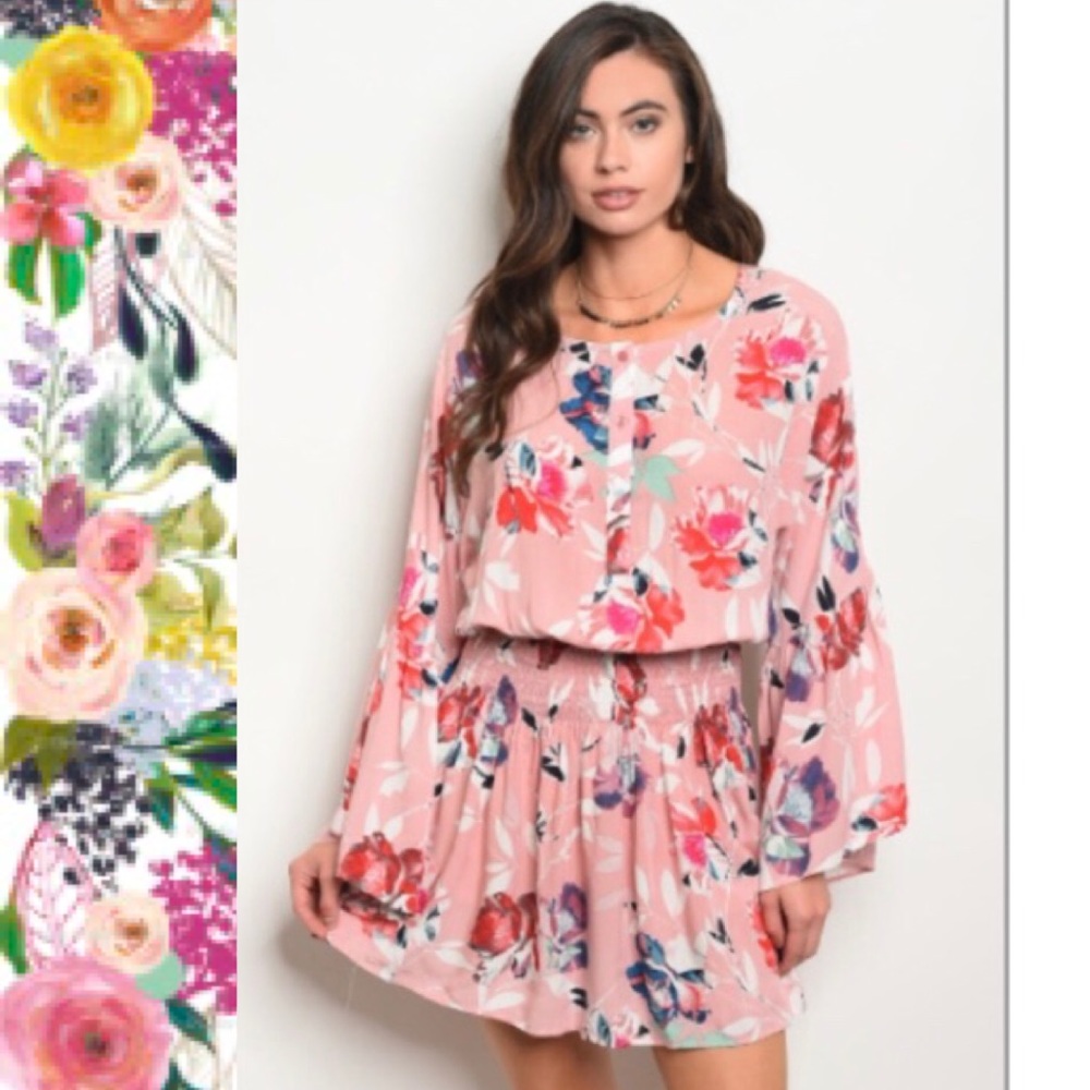 Pink Floral Pattern Dress